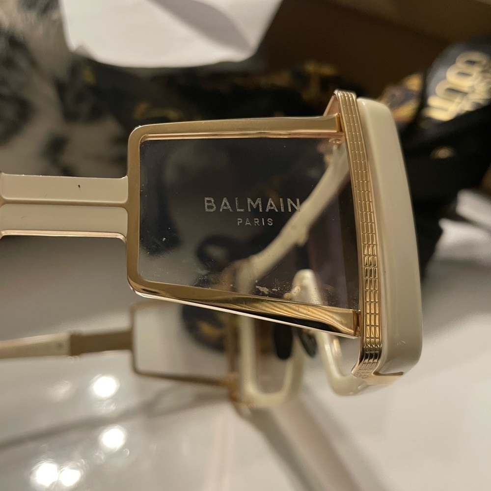 Balmain Beige and Gold Sunglasses